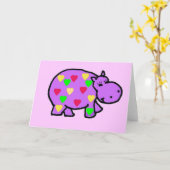 XX- Gelukkig Nijlpaard Hartjes Kaart (Gele Bloem)