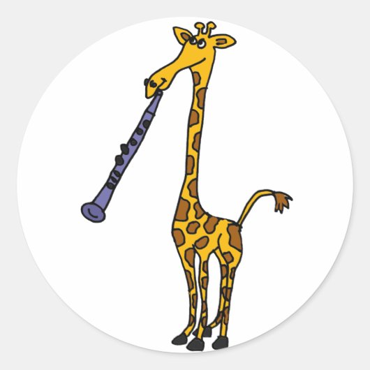 XX- Giraffe De Clarinet afspelen Ronde Sticker (Voorkant)