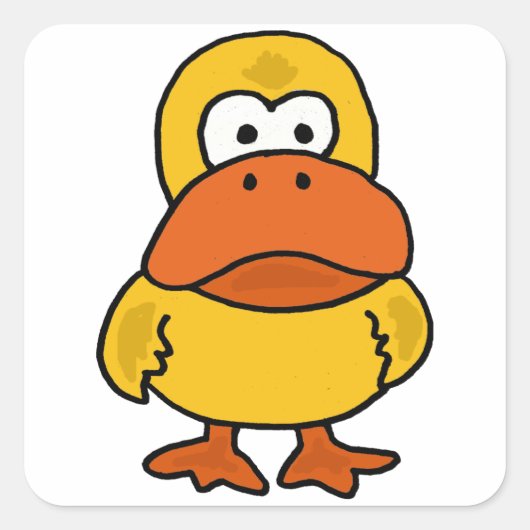 XX- Grappige Angry Duck Cartoon Vierkante Sticker (Voorkant)