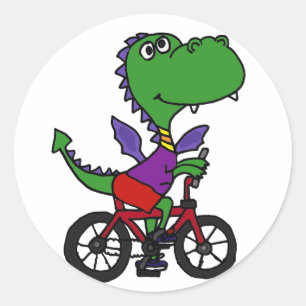 XX- Grappige draak rijden fiets Ronde Sticker
