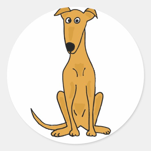XX- Grappige Greyhound Cartoon Ronde Sticker (Voorkant)