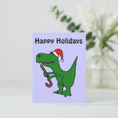XX- Grappige T-rex Dinosaurus Dragen Santa Hoed Feestdagenkaart (Staand voorkant)