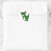 XX- Grappige T-rex Dinosaurus Dragen Santa Hoed Ronde Sticker (Tas)