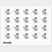 XX- Grijs en Wit Kitty Kat Ronde Sticker (Vel)