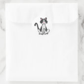 XX- Grijs en Wit Kitty Kat Ronde Sticker (Tas)
