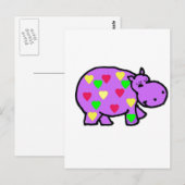 XX- Happy Hippo Hearts Briefkaart (Voorkant / Achterkant)