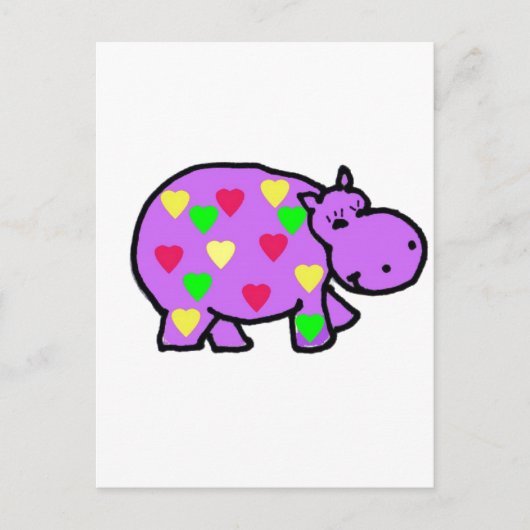 XX- Happy Hippo Hearts Briefkaart (Voorkant)