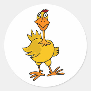 XX- Hilarisch Goofy Chicken Ronde Sticker