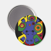 XX- Hippo Abstracte kunst Magneet (Voorkant / Achterkant)