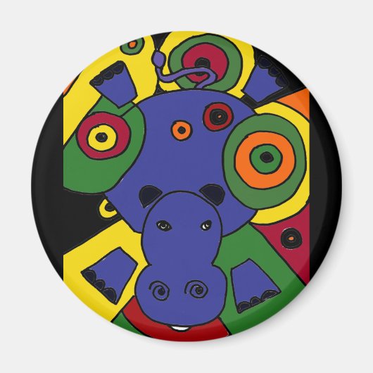 XX- Hippo Abstracte kunst Magneet (Voorkant)