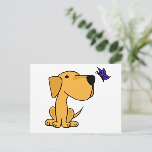XX- Labrador Retriever die Butterfly Cartoon bekij Briefkaart (Staand voorkant)