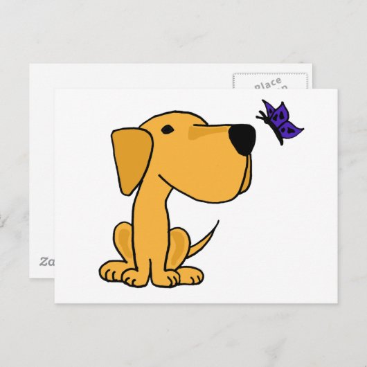XX- Labrador Retriever die Butterfly Cartoon bekij Briefkaart (Voorkant / Achterkant)