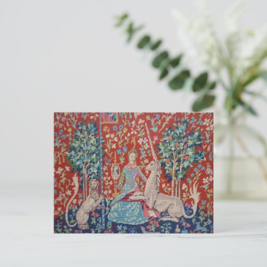 XX- Lady en Unicorn Tapestry Art Design Briefkaart (Staand voorkant)