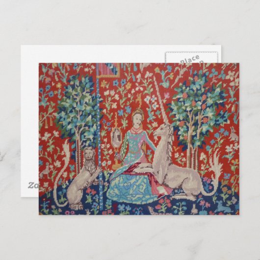 XX- Lady en Unicorn Tapestry Art Design Briefkaart (Voorkant / Achterkant)