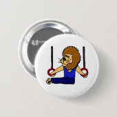 XX- Lion Gymnast op de Cartoon Rings Ronde Button 5,7 Cm (Voorkant /achterkant)