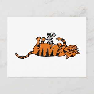 XX- Muis op de Cartoon Cat Stomach Briefkaart