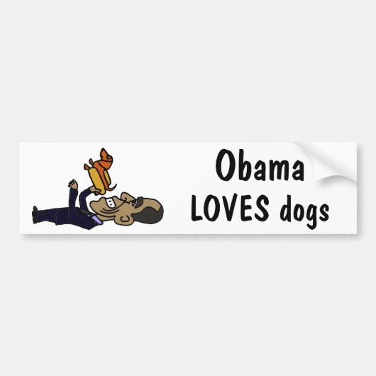 XX- Obama LOVES Dogs Bumpersticker (Voorkant)