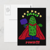 XX- Pickle Power Superheld Pickleball Cartoon Briefkaart (Voorkant / Achterkant)