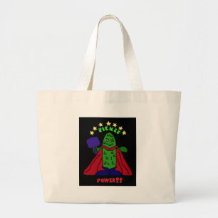 XX- Pickle Power Superheld Pickleball Cartoon Grote Tote Bag