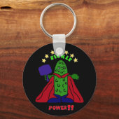 XX- Pickle Power Superheld Pickleball Cartoon Sleutelhanger (Voorkant)