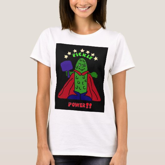 XX- Pickle Power Superheld Pickleball Cartoon T-shirt (Voorkant)