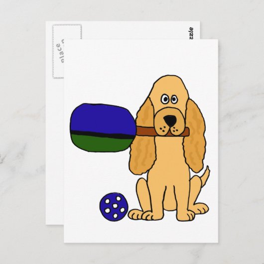 XX- Pickleball Cocker Spaniel Cartoon Briefkaart (Voorkant / Achterkant)