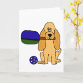 XX- Pickleball Cocker Spaniel Cartoon Kaart (Gele Bloem)