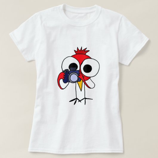XX- Rode kardinale vogel met camera-Cartoon T-shirt (Design voorkant)
