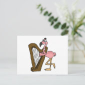 XX- Roze Flamingo Palling Harp Briefkaart (Staand voorkant)