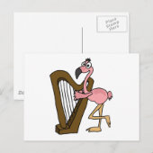XX- Roze Flamingo Palling Harp Briefkaart (Voorkant / Achterkant)