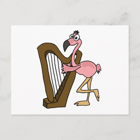 XX- Roze Flamingo Palling Harp Briefkaart (Voorkant)