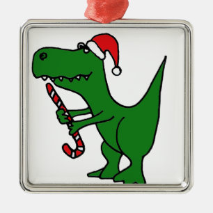 XX- T-Rex Dinosaur-Cartoon voor kerstmis Metalen Ornament