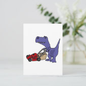 XX- T-rex Dinosaur Pushing Lawn Mower Briefkaart (Staand voorkant)