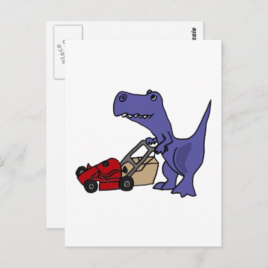 XX- T-rex Dinosaur Pushing Lawn Mower Briefkaart (Voorkant / Achterkant)