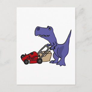 XX- T-rex Dinosaur Pushing Lawn Mower Briefkaart