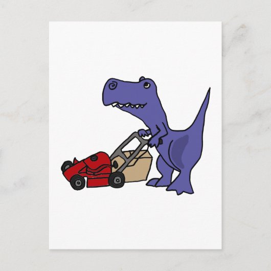 XX- T-rex Dinosaur Pushing Lawn Mower Briefkaart (Voorkant)