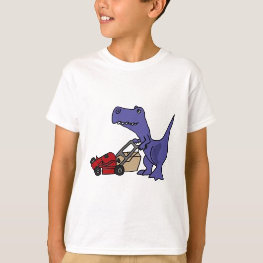XX- T-rex Dinosaur Pushing Lawn Mower T-shirt (Voorkant)