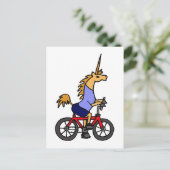 XX- Unicorn Riding Bicycle Cartoon Briefkaart (Staand voorkant)