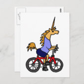 XX- Unicorn Riding Bicycle Cartoon Briefkaart (Voorkant / Achterkant)