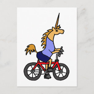 XX- Unicorn Riding Bicycle Cartoon Briefkaart