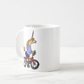 XX- Unicorn Riding Bicycle Cartoon Koffiemok (Voorkant links)