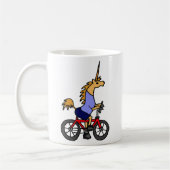 XX- Unicorn Riding Bicycle Cartoon Koffiemok (Links)