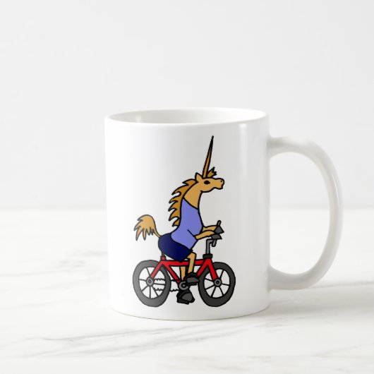 XX- Unicorn Riding Bicycle Cartoon Koffiemok (Rechts)