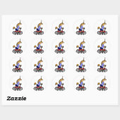 XX- Unicorn Riding Bicycle Cartoon Ronde Sticker (Vel)