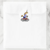 XX- Unicorn Riding Bicycle Cartoon Ronde Sticker (Tas)