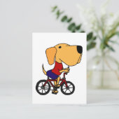 XX-Yellow Labrador Dog Riding Bicycle Cartoon Briefkaart (Staand voorkant)
