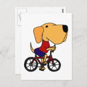 XX-Yellow Labrador Dog Riding Bicycle Cartoon Briefkaart (Voorkant / Achterkant)