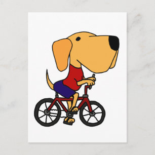 XX-Yellow Labrador Dog Riding Bicycle Cartoon Briefkaart