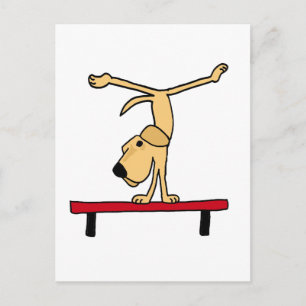 XX-Yellow Labrador on Balance Beam Cartoon Briefkaart
