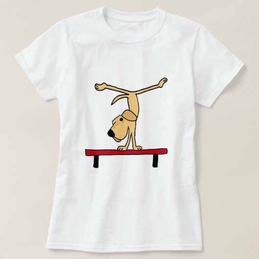 XX-Yellow Labrador on Balance Beam Cartoon T-shirt (Design voorkant)